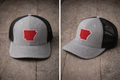 Gray and Black with Red Arkansas State Emblem Hat
