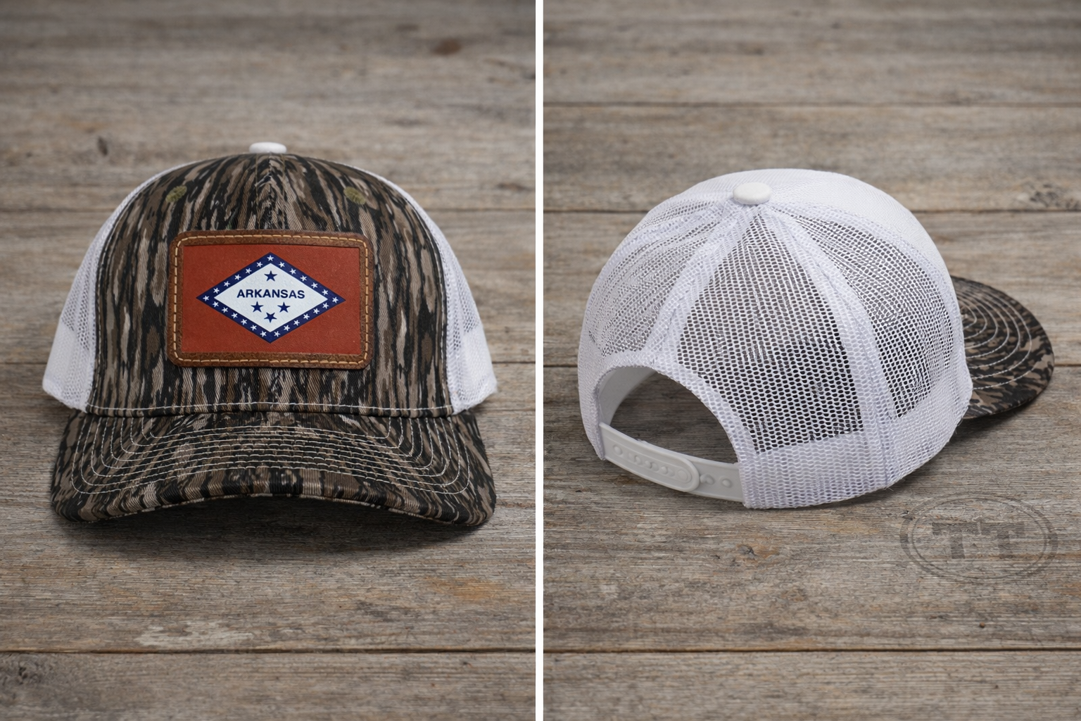 Tree Bark Hat with Arkansas Flag
